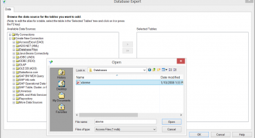 Connect to Database Files in Crystal Reports 2013- Tutorial: A picture of a user connecting to a database file in Crystal Reports 2013.