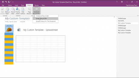 The Notebook Recycle Bin in OneNote - Tutorial: A picture of a user emptying the notebook recycle bin in OneNote 2016.