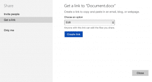 A picture of the "Get a link" screen within Microsoft Word Online.