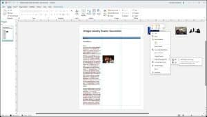A picture of a user setting a picture in the scratch area in Publisher as the page background.