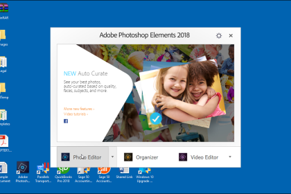 The Welcome Screen in Photoshop Elements - Instructions: A picture of the Welcome Screen that appears when you first start the Photoshop Elements program.