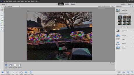A picture of a user editing an image in Quick edit mode in Photoshop Elements.