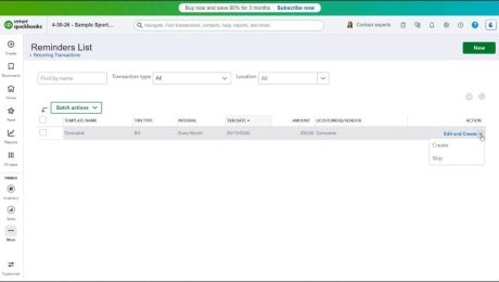blog-6-9-2026-howtousethereminderslistinquickbooksonline A picture showing how to use the Reminders List in QuickBooks Online to manage upcoming recurring transactions.