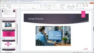 A picture showing how to copy slides in PowerPoint for Microsoft 365.