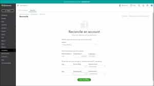 Reconcile an Account in QuickBooks Online- Instructions: A picture of the “Reconcile” page in QuickBooks Online.
