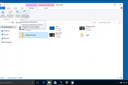 Restore a Deleted File from the Recycle Bin in Windows 10 - Instructions: A picture of a user restoring a deleted file from the Recycle Bin in Windows 10.