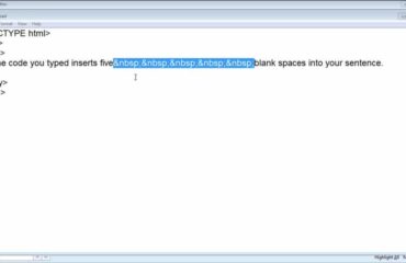 A picture of the HTML entity you use to create blank space in paragraph text in HTML code.