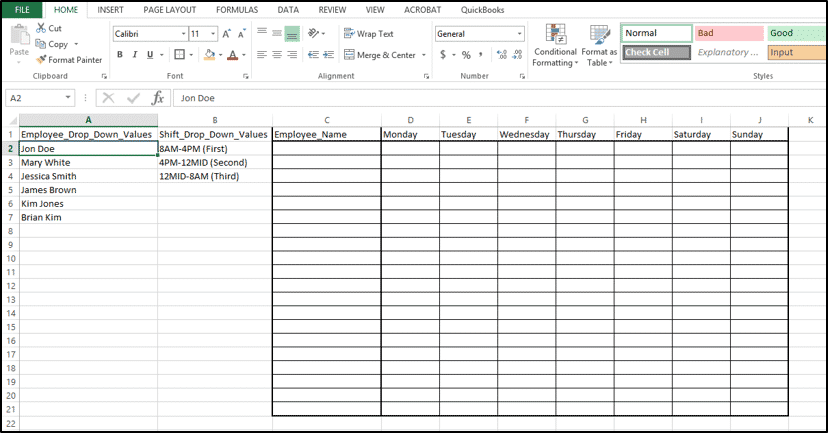 A picture of Step #1 in How to Add a Drop Down List in Excel.