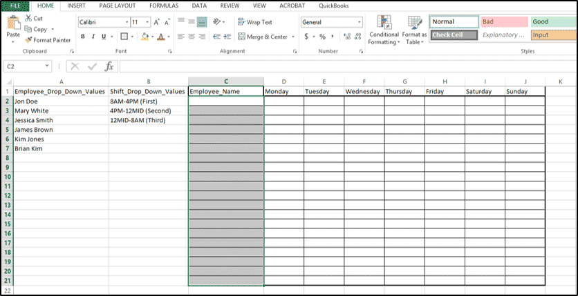 A picture of Step #2 in How to Add a Drop Down List in Excel.