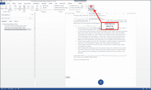 How to Number Pages in Word: Step #6- When finished, either double-click into the document content area or click the “Close Header and Footer” button in the “Close” button group on the “Design” tab of the “Header & Footer Tools” contextual tab in the Ribbon to stop editing the header and footer and return to the document.