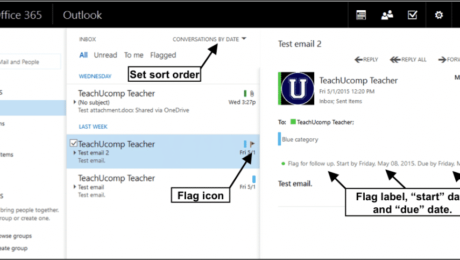 Flag Email in Outlook Web App- Tutorial: A picture of flagged email in the Outlook Web App.