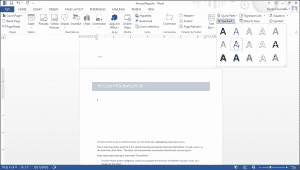 Insert WordArt in Word 2013- Tutorial: A picture of a user inserting WordArt into a document in Word 2013.