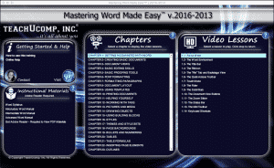 Buy Word 2016 Training: A picture of the user interface for the DVD or digital download versions of "Mastering Word Made Easy v.2016-2013" by TeachUcomp, Inc.