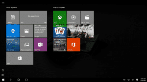 Information about Windows 10: Tablet Mode- A picture of the Start screen shown in the Tablet mode of Windows 10.