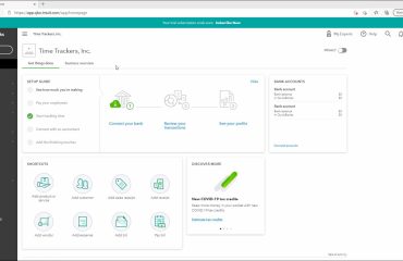 The Dashboard Page in QuickBooks Online- Instructions: A picture of the Dashboard page in QuickBooks Online.