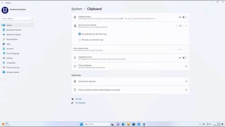 A picture of the Clipboard settings in Windows 11.