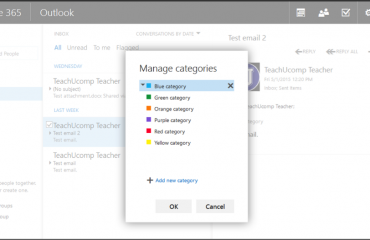 Manage Categories in Outlook Web App- Tutorial: A picture of the 