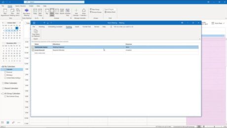 A picture of a meeting organizer tracking meeting attendance in Outlook.