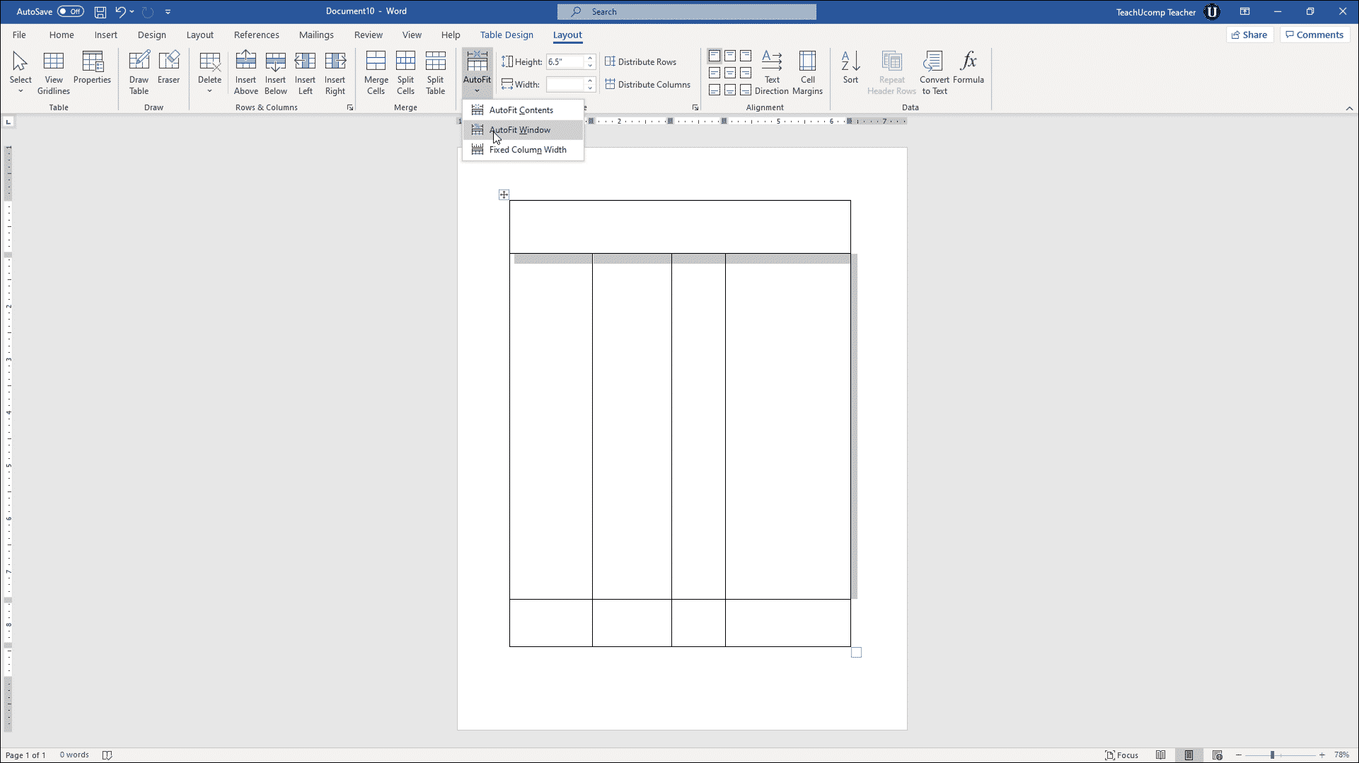 Exclude Chap Mentality Adjust Row Height and Column Width in Word Tables
