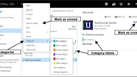 Mark Messages as Read or Unread in the Outlook Web App- Tutorial: A picture of the Inbox within Outlook Web App. The 