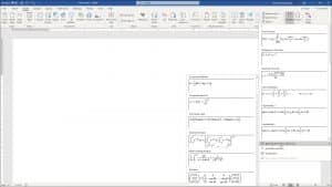 Insert Equations in Word - Instructions: A picture that shows how to insert a preset equation into a Word document.