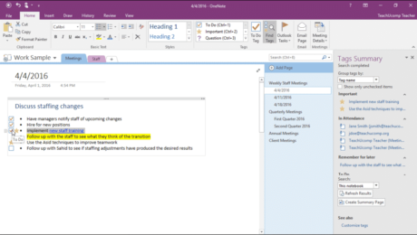 Tags in OneNote - Tutorial: A picture of a user marking a 
