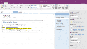 Tags in OneNote - Tutorial: A picture of a user marking a "To Do" tag as "done" by checking the checkbox for the tag in OneNote 2016.