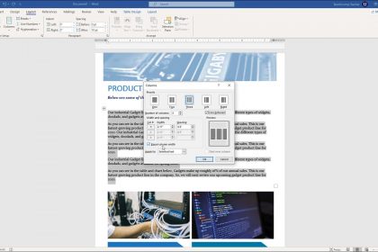 Create Columns in Word - Instructions and Video Lesson: A picture of a user adding columns to a Word document by using the “Columns” dialog box.