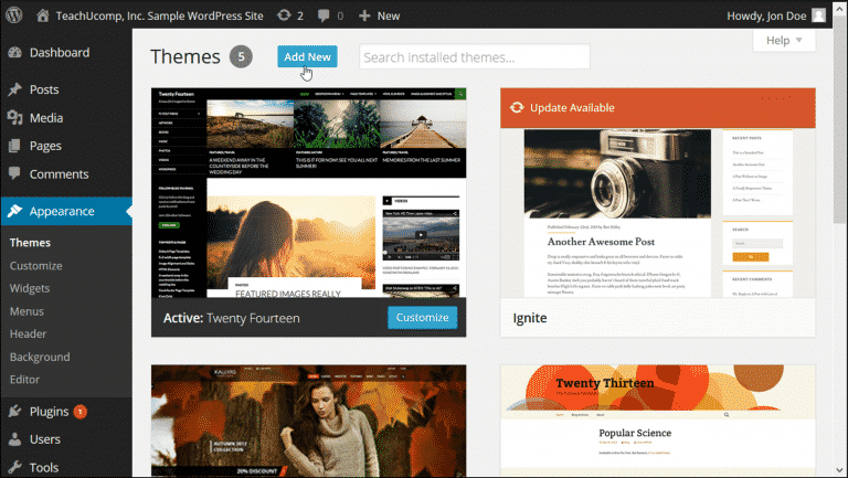 Install a Custom Theme in WordPress - Tutorial - TeachUcomp, Inc.