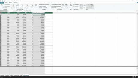 Create Calculated Columns in Power Pivot in Excel - Instructions: A picture of a user creating a calculated column in the data model window of Power Pivot in Excel by typing a simple formula.