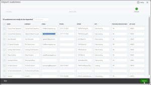 A picture showing how to import data into QuickBooks Online using the example of importing customer data from an Excel workbook.