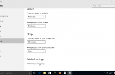 Power Settings in Windows 10 - Tutorial: A picture of the “Power & sleep” settings in Windows 10.