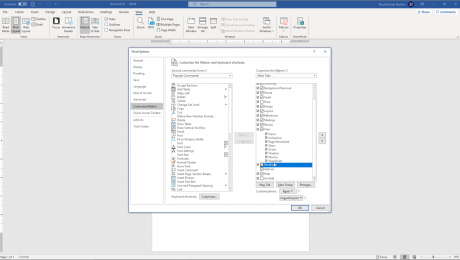 Show the Developer Tab in Word - Instructions: A picture of a user enabling the display of the Developer tab of the Ribbon in Word within the “Word Options” dialog box.