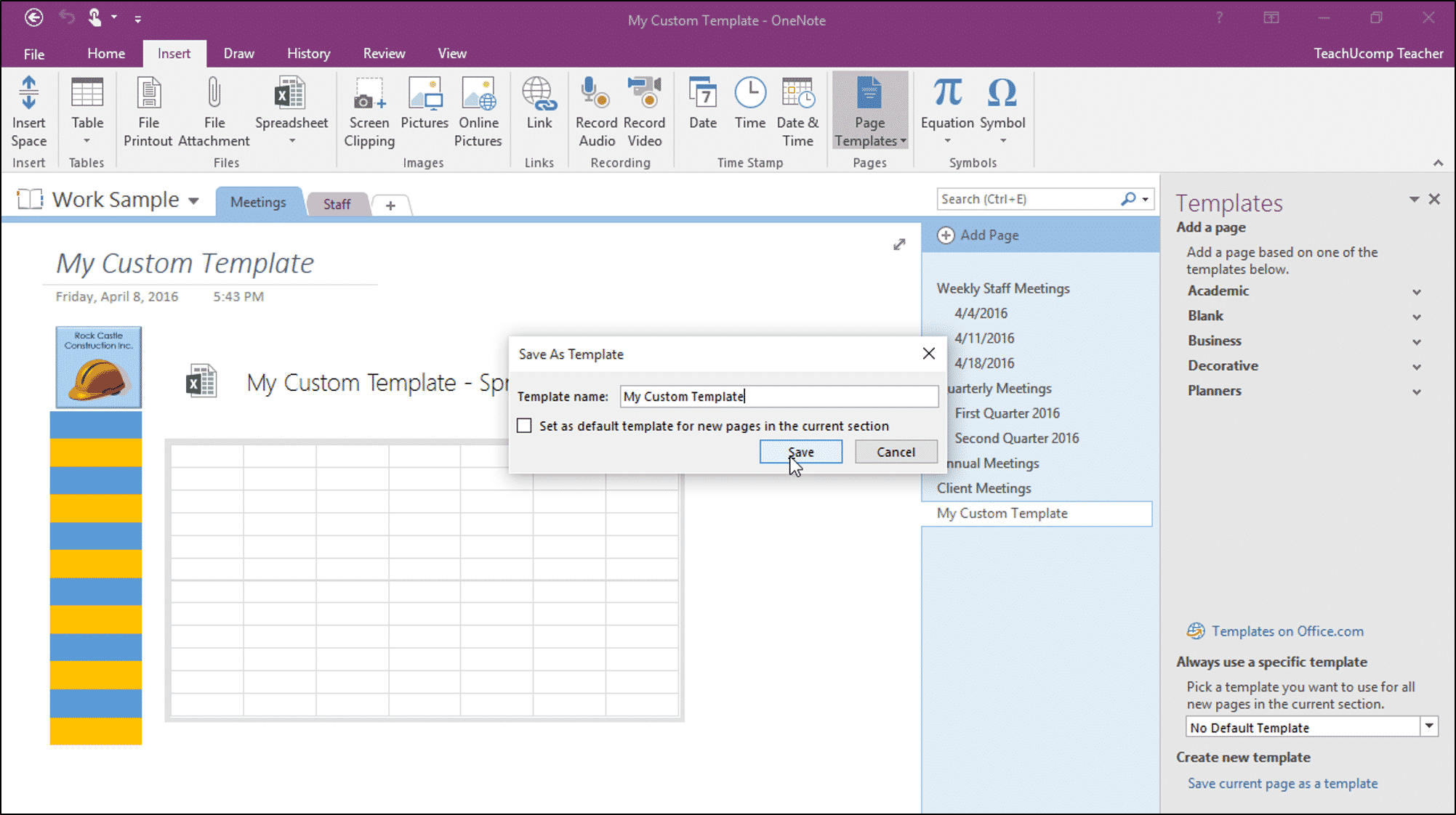 Create a Template in OneNote - Tutorial - TeachUcomp, Inc. Pertaining To One Note Templates