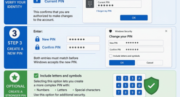 blog-9-17-2026-howtochangeyourpininwindows11 An infographic showing how to change your PIN in Windows 11.