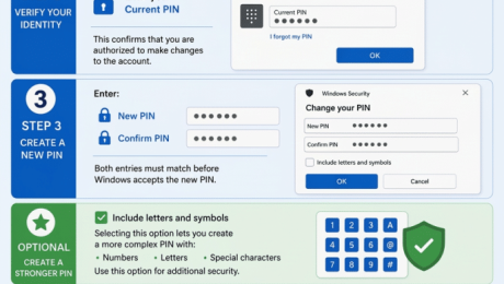 blog-9-17-2026-howtochangeyourpininwindows11 An infographic showing how to change your PIN in Windows 11.