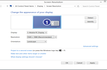 Change Screen Resolution in Windows 8.1: A picture of the 