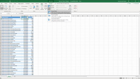 Freeze Panes in Excel - Instructions: A picture of a user selecting the Freeze Panes button in Excel.