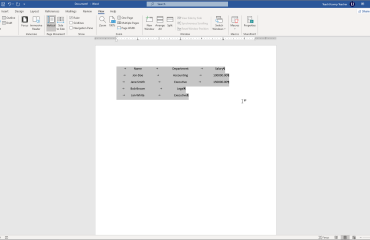 Using Tab Stops in Word- Instructions: A picture of a document showing the different types of tabs stops for selected paragraphs in Word within the horizontal ruler.