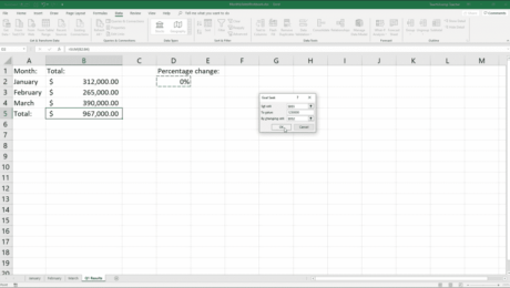 Goal Seek in Excel- Instructions and Video Lesson: A picture of the “Goal Seek” dialog box in Excel.