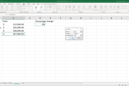 Goal Seek in Excel- Instructions and Video Lesson: A picture of the “Goal Seek” dialog box in Excel.