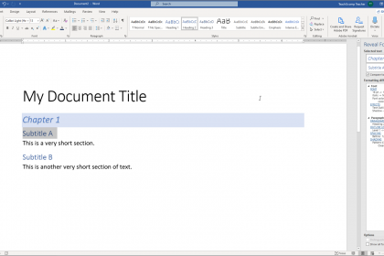 Reveal Formatting in Word - Instructions and Video Lesson: A picture of a user comparing text formatting differences within the “Reveal Formatting” pane in Word.