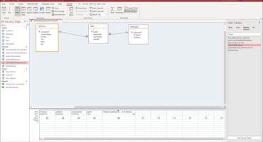 A picture that shows how to create a calculated field in Access in query design view.