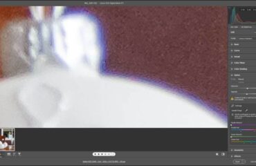 A picture of a user removing chromatic aberration fringe within the Optics panel in Camera Raw in Photoshop.