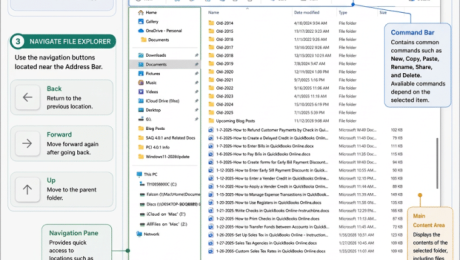 blog-9-21-2026-fileexplorerinwindows11 A picture showing how to open and use File Explorer in Windows 11.