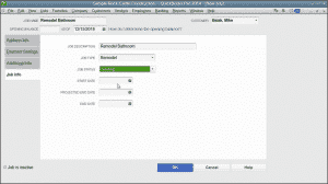 Create a Job in QuickBooks 2014: A picture of the "New Job" window in QuickBooks Pro 2014.
