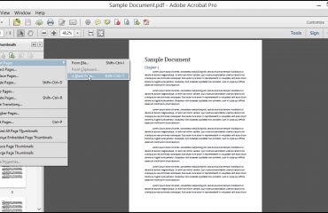 Insert Pages into a PDF in Acrobat - Tutorial: A picture of a user inserting pages into a PDF in Acrobat XI Pro.