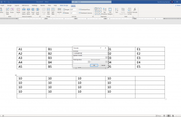 Insert Table Formulas in Word - Instructions: A picture of the default table formula that Word suggests in the “Formula” dialog box.