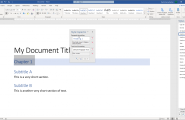 The Style Inspector Pane in Word - Instructions: A picture of the Style Inspector pane in Word.