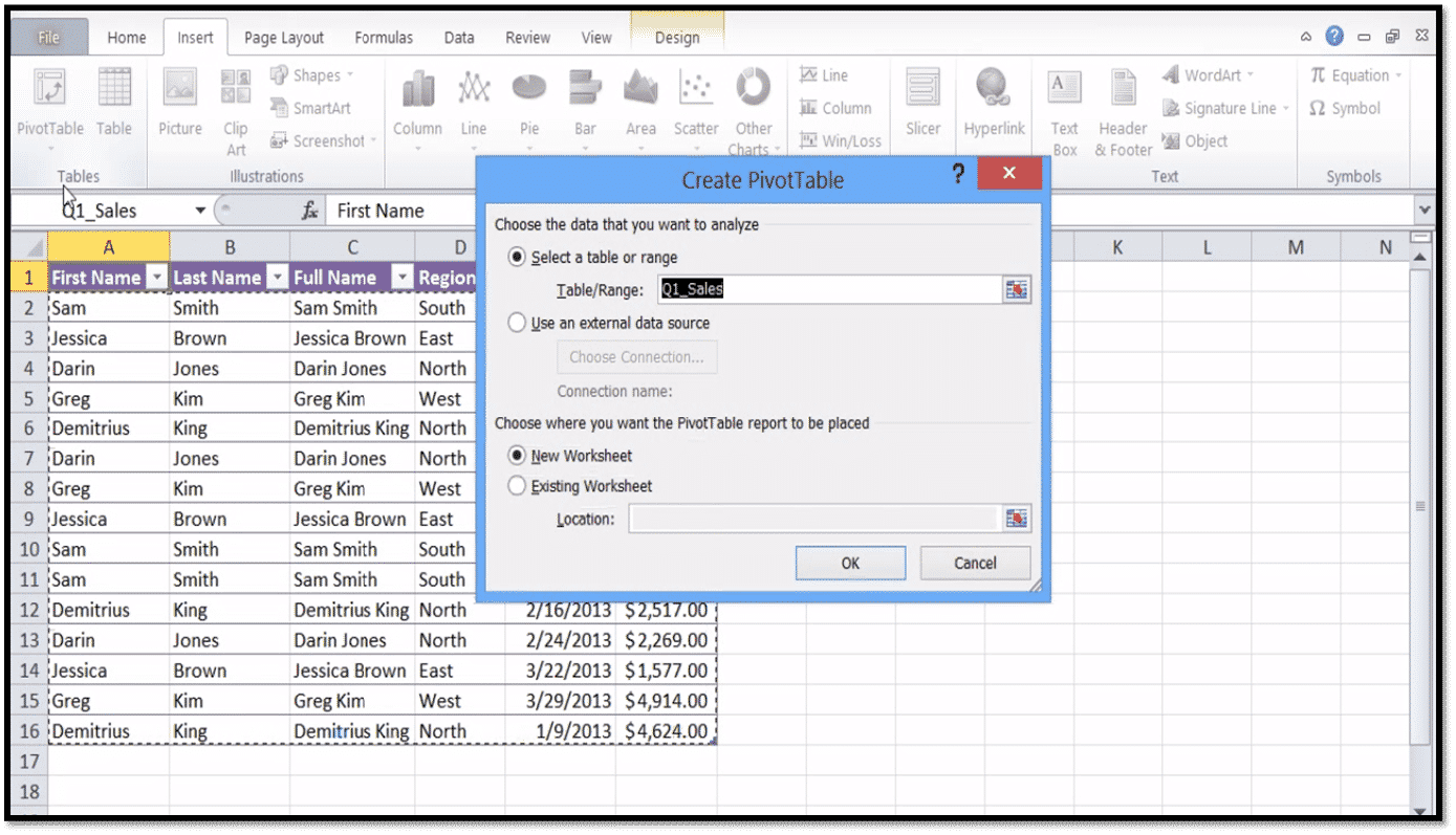 how to do pivot tables in excel 2013